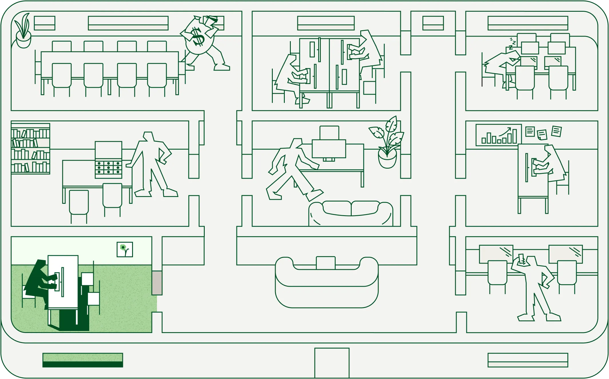 Account Opening & Recovery room highlighted on the floor plan
