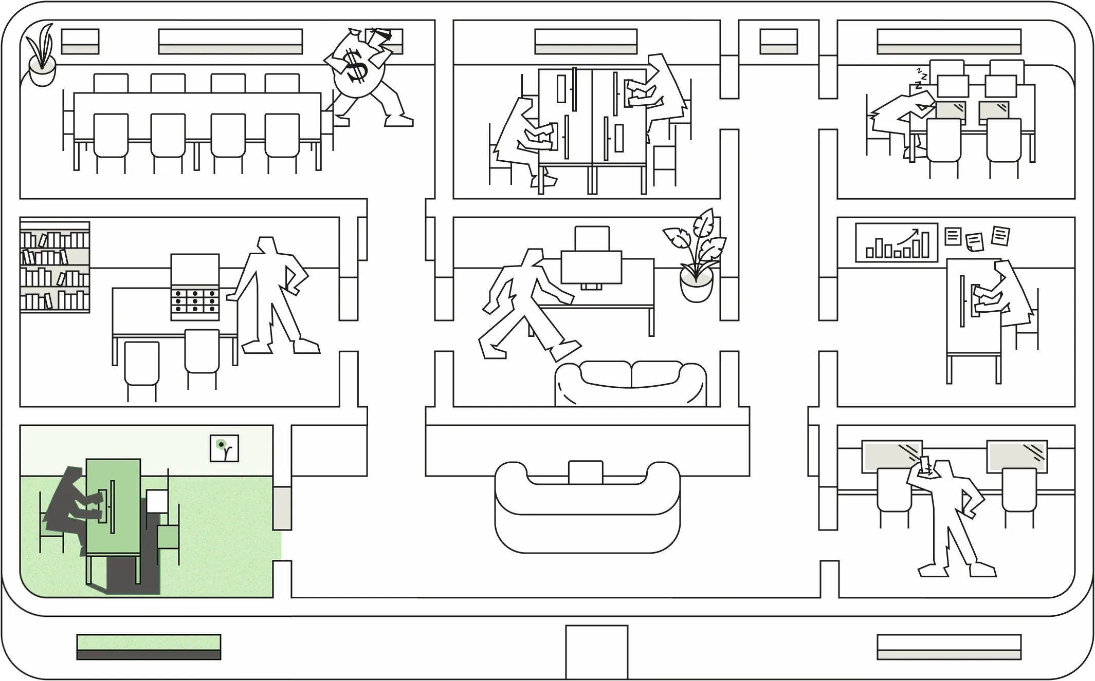 Account Opening & Recovery room highlighted on the floor plan