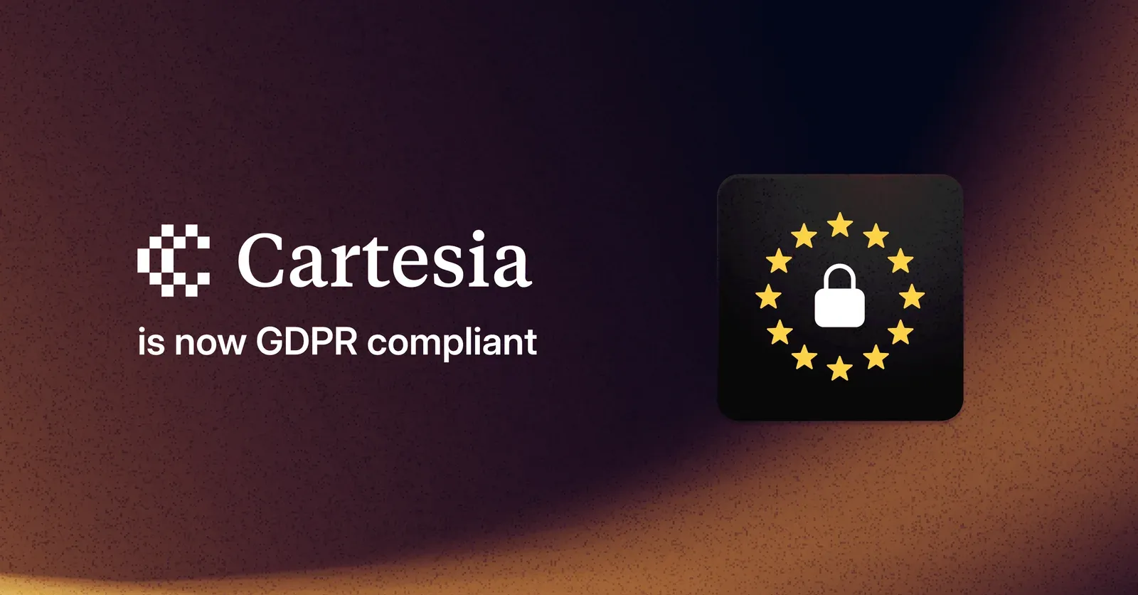 GDPR logo next to text, Cartesia is now GDPR compliant