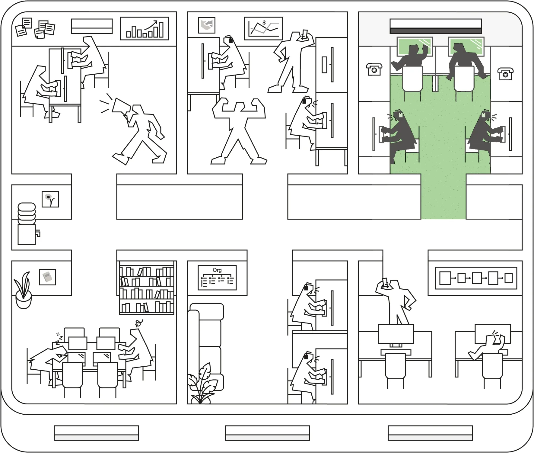 Customer support room highlighted on the floor plan