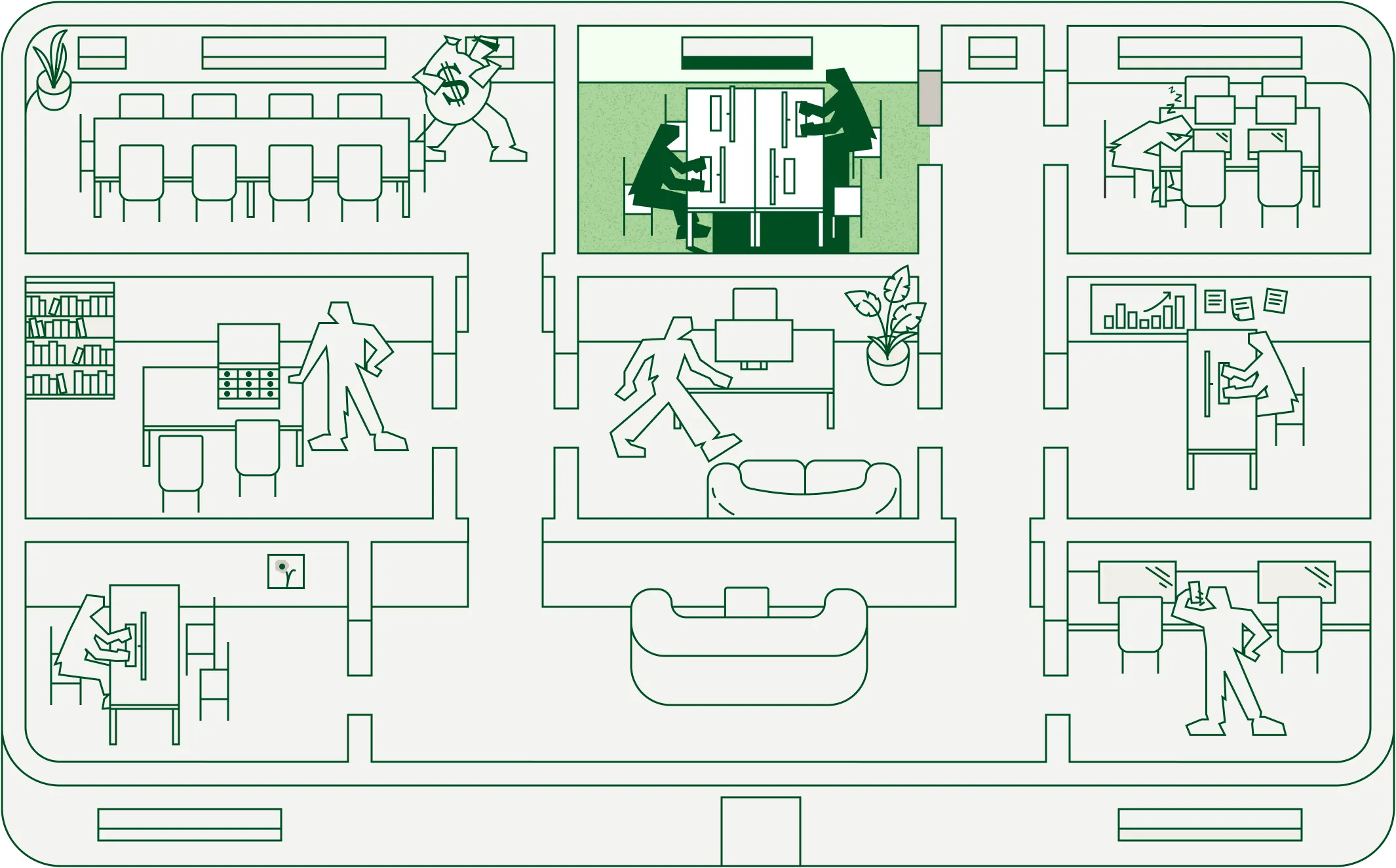 Customer support room highlighted on the floor plan