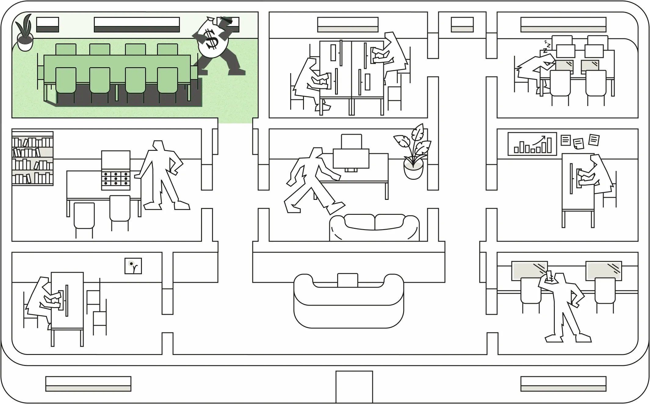 Fraud detection room highlighted on the floor plan